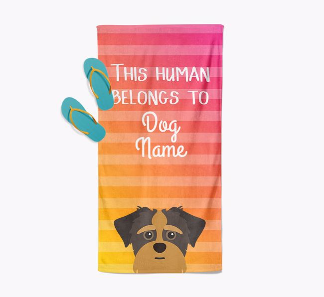 Personalised Pool Towel 'This Human Belongs To {dogsName}' with {breedFullName} Icon